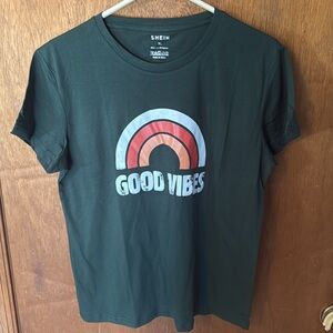 SHEIN green 'Good Vibes' Short Sleeve Tee
